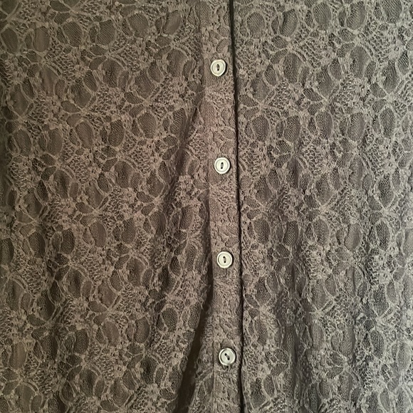 Vintage black lace button down shirt with sheer lace sleeves from Lauren Scott - Picture 2 of 8